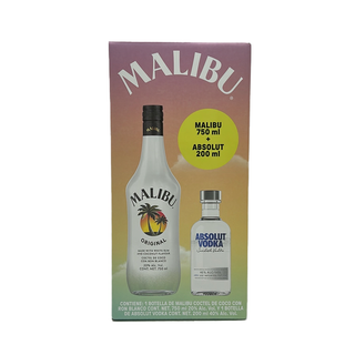 LICOR DE RON MALIBU COCO 750ML + ABSOLUT BLUE 200ML