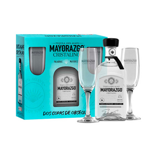 TEQUILA MAYORAZGO REPOSADO CRISTALINO 750ML + COPAS