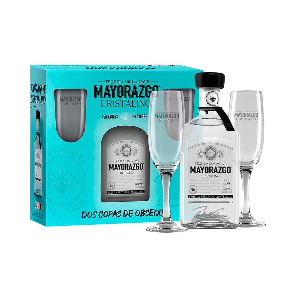 Tequila Mayorazgo Reposado Cristalino 750ml + Copas – Vinolesa