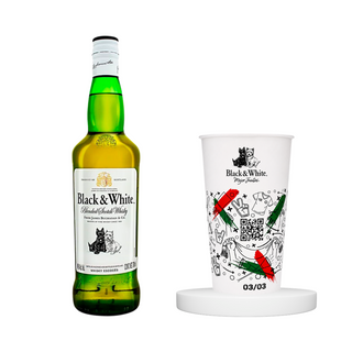 KIT WHISKY BLACK & WHITE 700ML +VASO MUNDIAL