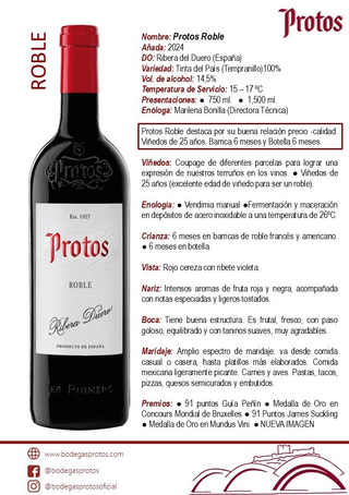 [Imagen 2] V TTO PROTOS ROBLE 750ML C/6