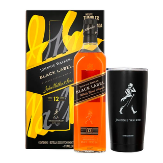 WHISKY JOHNNIE WALKER BLACK LABEL 750ML + TUMBLER