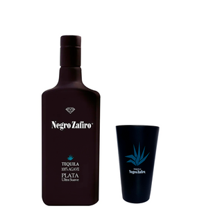 TEQUILA NEGRO ZAFIRO PLATA 750ML+ VASO